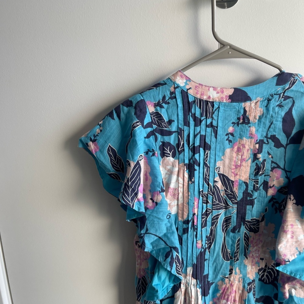 Anthropolagie Mauve Floral Blue Maxi Dress - Picture 8 of 8